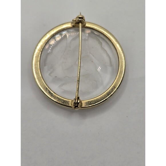 Vintage Reverse Carved Crystal Butterfly Brooch - Picture 6 of 11